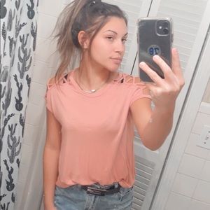 Rue 21 Pink shirt with cutouts